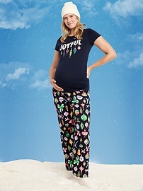 Image number 1 showing, Maternity Printed Flannel Pajama Pants