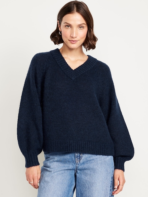 Image number 1 showing, Cozy Cropped V-Neck Sweater