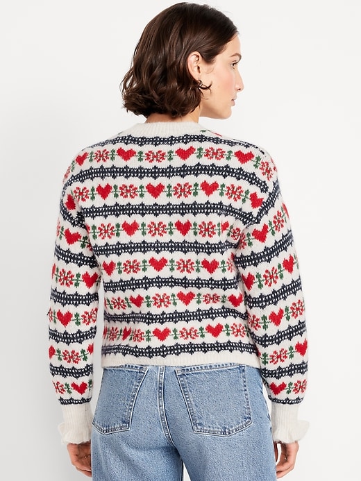 Image number 2 showing, Loose Crew-Neck Wool-Blend Cropped Sweater