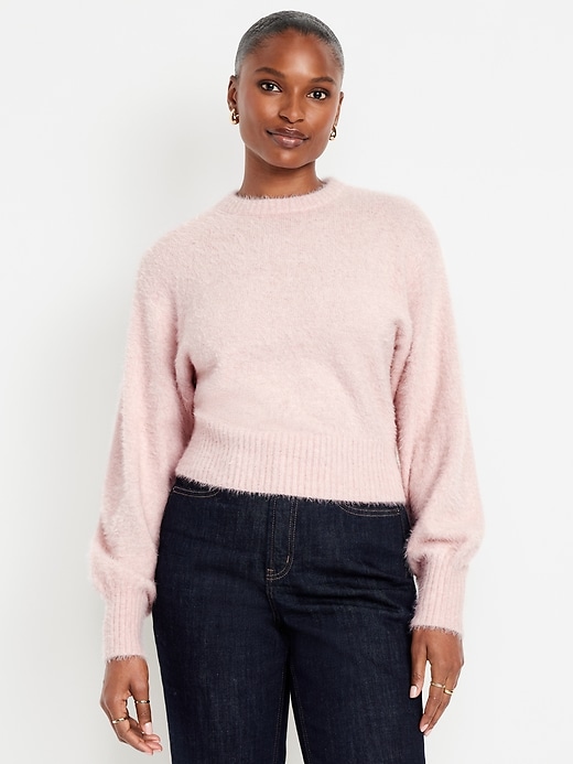Image number 1 showing, Crew-Neck Eyelash Sweater