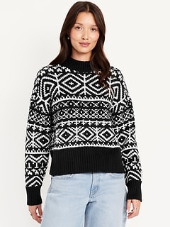 SoSoft Mock-Neck Fair Isle Sweater