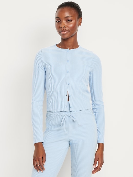 Image number 1 showing, Cropped Rib Cardigan Sweater
