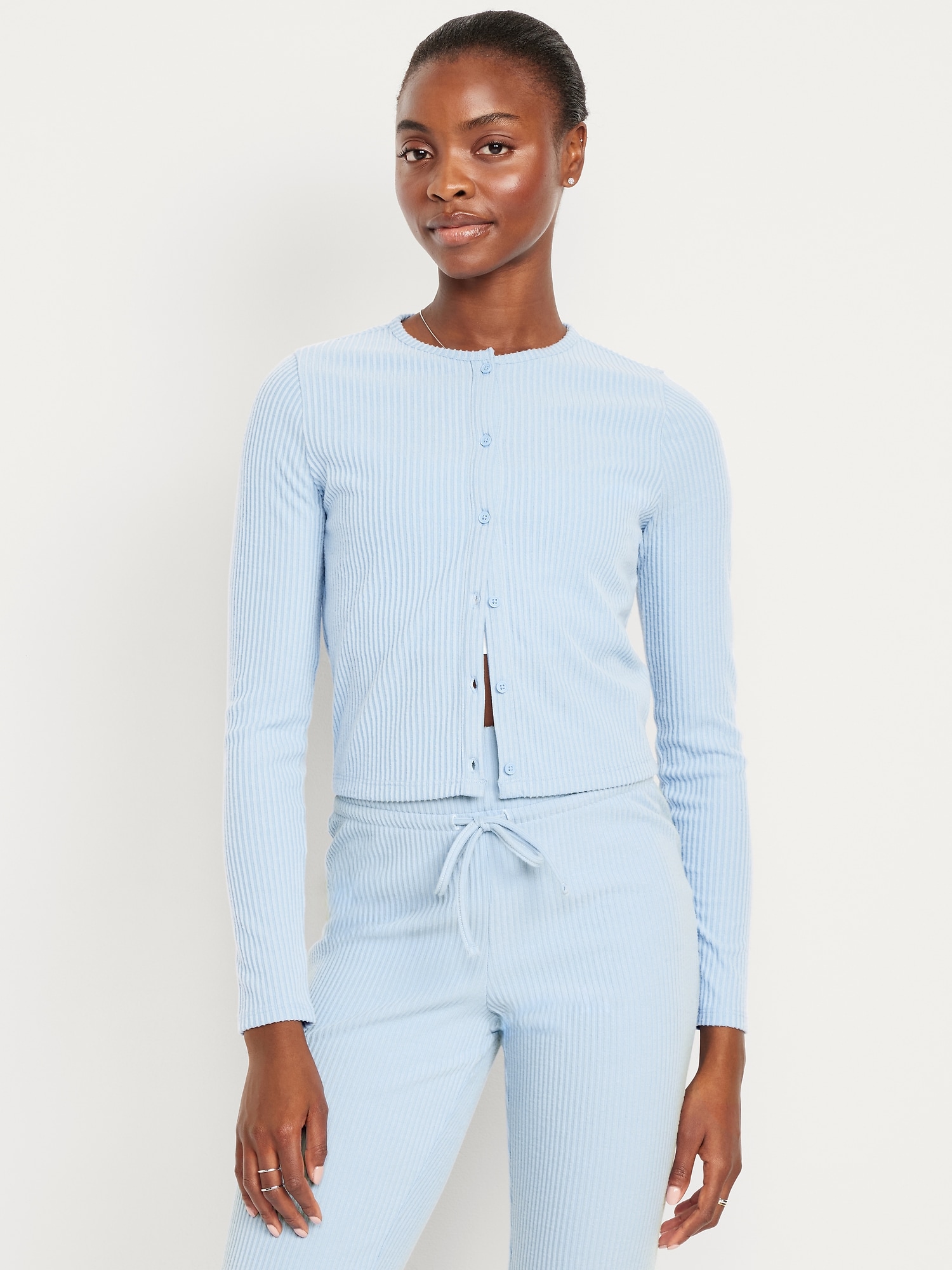 Cropped Rib Cardigan Sweater