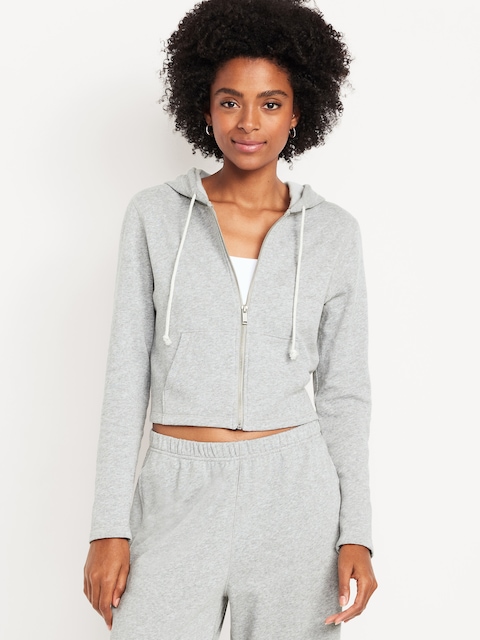 SoComfy Cropped Zip Hoodie Sweatshirt - Medium Heather Gray