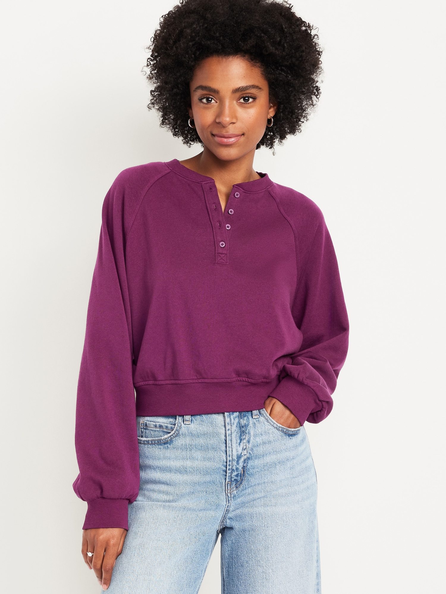 SoComfy Oversized Button-Front Sweatshirt | Old Navy