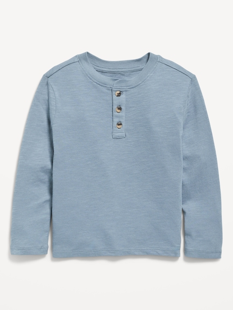 Long-Sleeve Henley T-Shirt for Toddler Boys - Stonewash