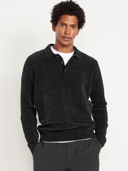 Image number 1 showing, Relaxed Chenille Polo Sweater