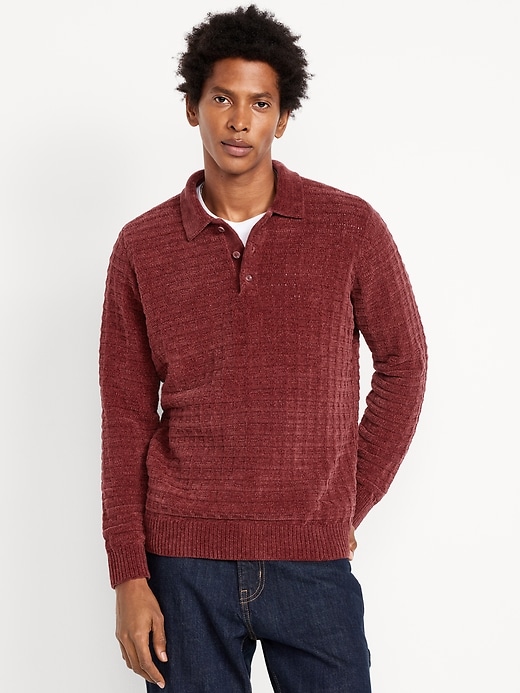 Image number 1 showing, Relaxed Chenille Polo Sweater