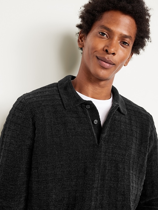 Image number 3 showing, Relaxed Chenille Polo Sweater