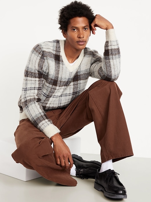 Image number 3 showing, Wool-Blend V-Neck Plaid Sweater