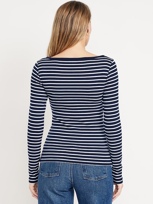 Image number 2 showing, Snug Long-Sleeve Boat-Neck T-Shirt