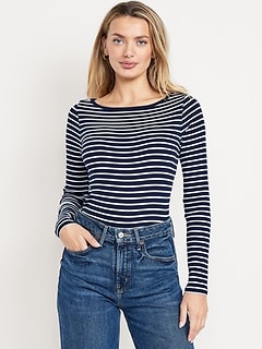 Snug Long-Sleeve Boatneck T-Shirt