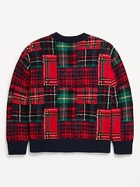 Image number 3 showing, Oversized Plaid Crew-Neck Sweater for Boys