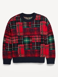 Image number 2 showing, Oversized Plaid Crew-Neck Sweater for Boys