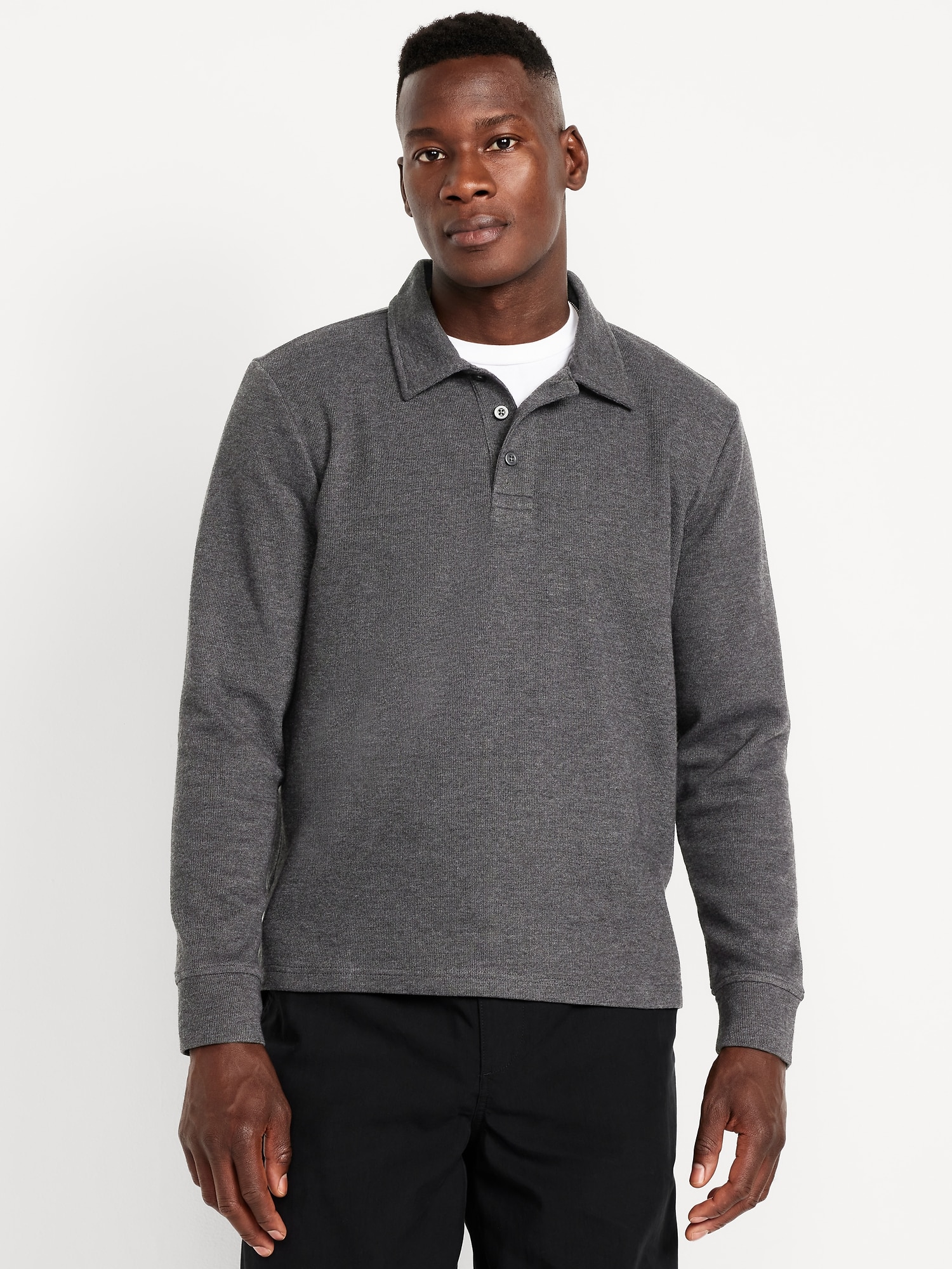 Long-Sleeve French Rib Polo
