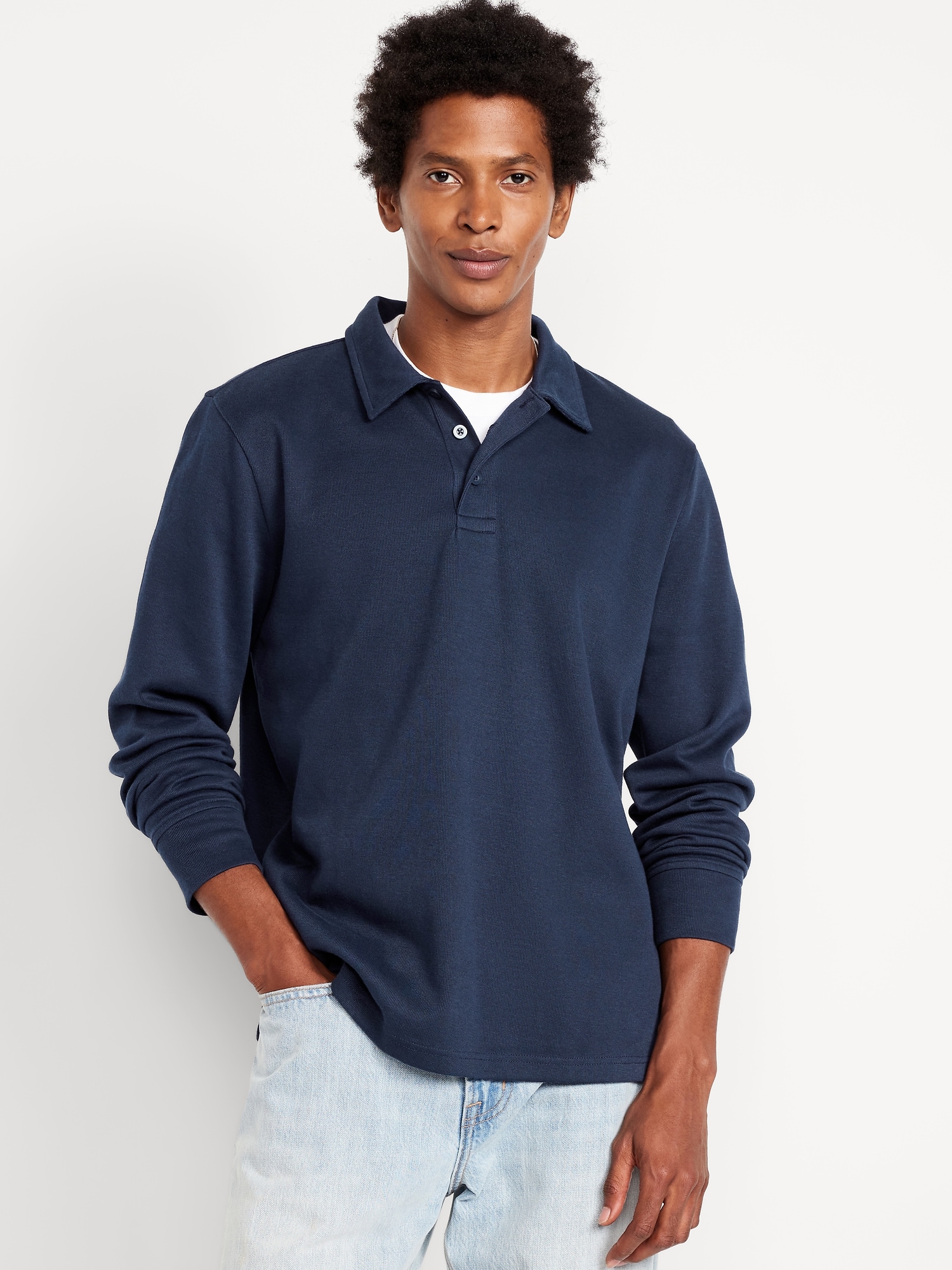 Long-Sleeve French Rib Polo