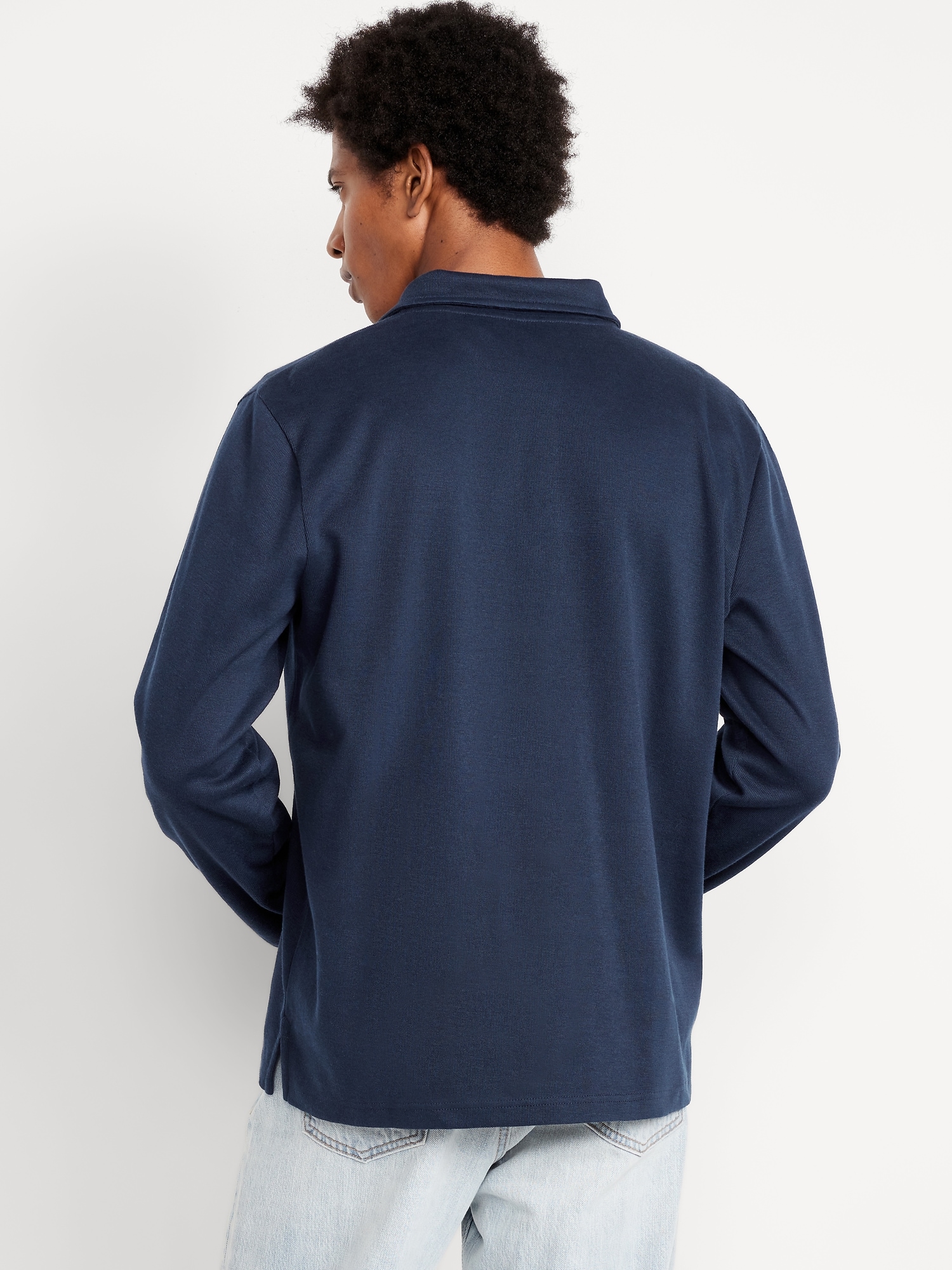 Long-Sleeve French Rib Polo