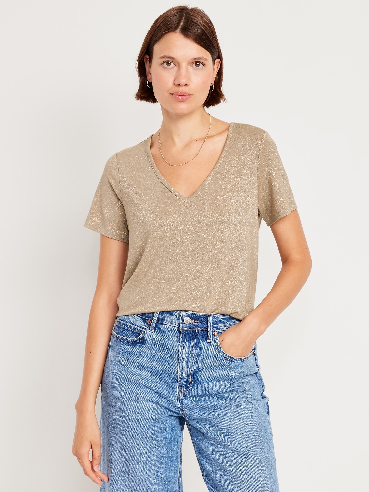 Luxe V-Neck Shine T-Shirt