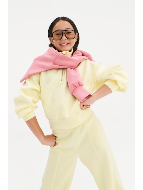Half-Zip Bounce Fleece Pullover Sweatshirt for Girls - Honeydew