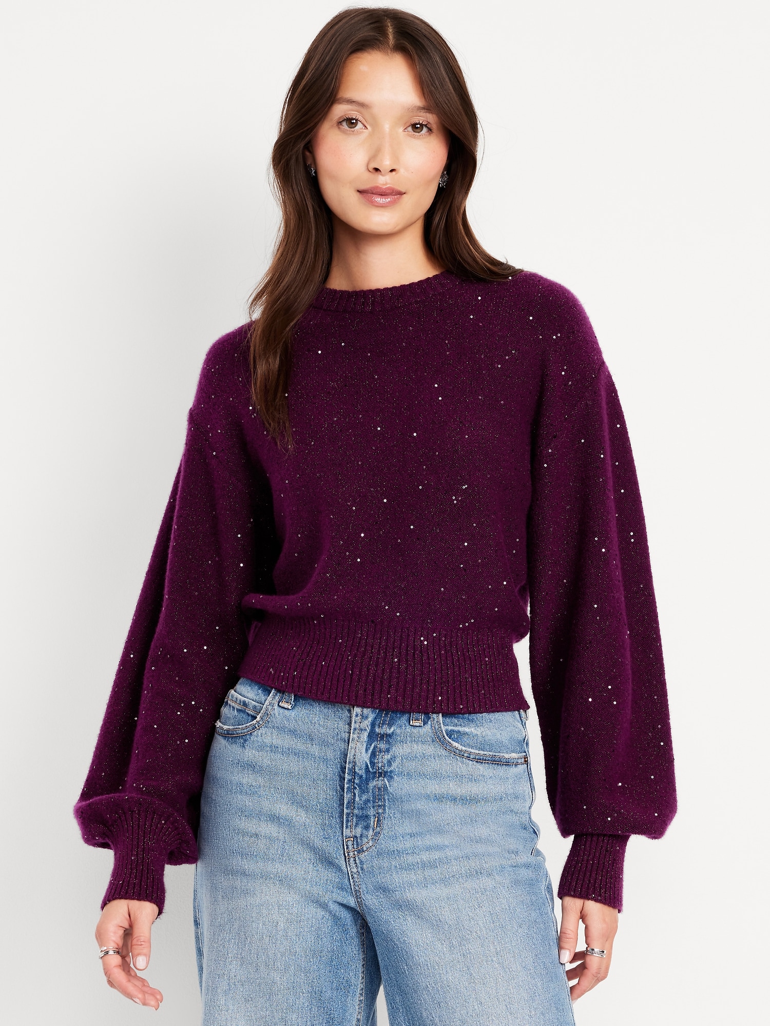 SoSoft Crew-Neck Sequin Sweater