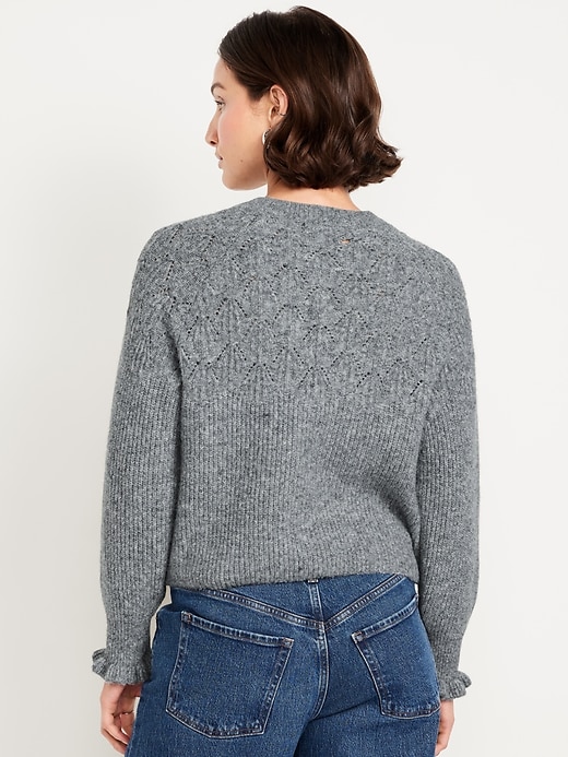 Image number 2 showing, Loose Crew-Neck Cropped Sweater