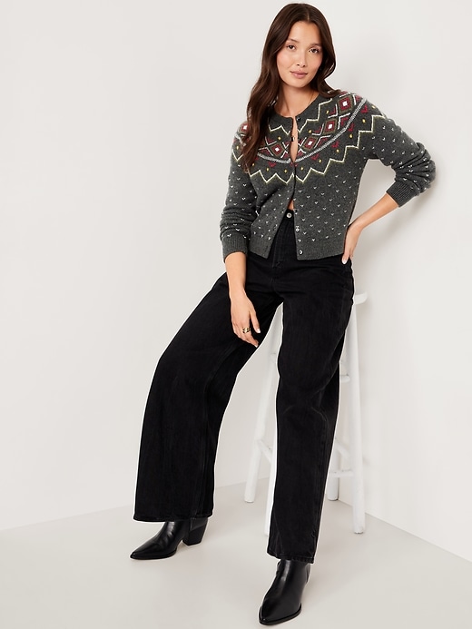 Image number 3 showing, SoSoft Cropped Fair Isle Cardigan Sweater