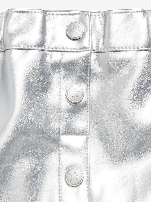 Image number 4 showing, Shiny Faux-Leather Button-Front Skirt for Toddler Girls