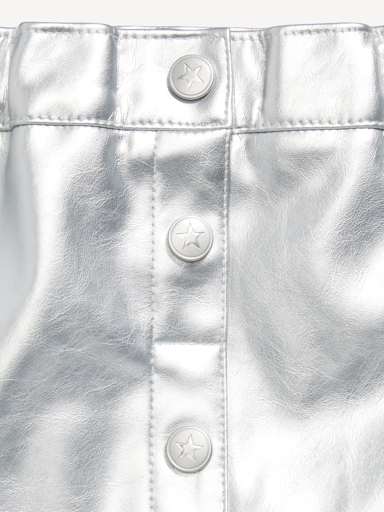 Shiny Faux-Leather Button-Front Skirt for Toddler Girls