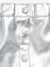 Image number 4 showing, Shiny Faux-Leather Button-Front Skirt for Toddler Girls