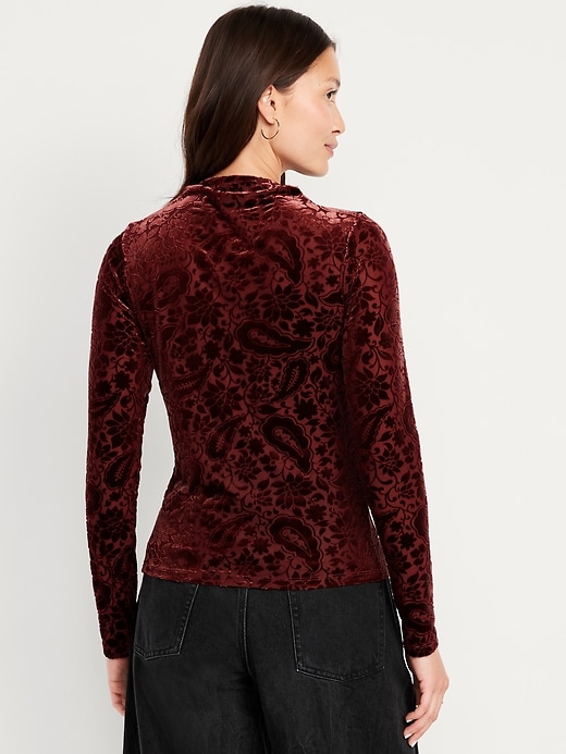 Image number 2 showing, Mock-Neck Long-Sleeve Velvet Top