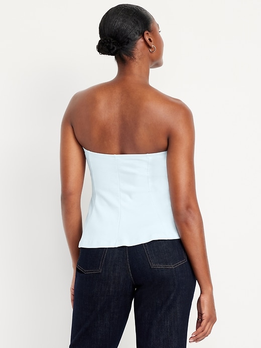Image number 2 showing, Ponte-Knit Cropped Peplum Tube Top