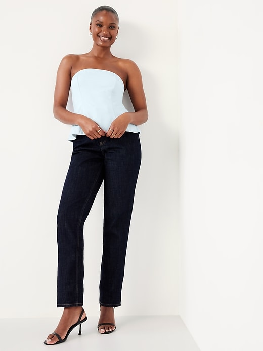 Image number 3 showing, Ponte-Knit Cropped Peplum Tube Top