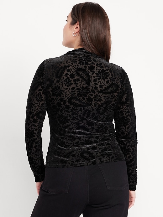Image number 7 showing, Mock-Neck Long-Sleeve Velvet Top