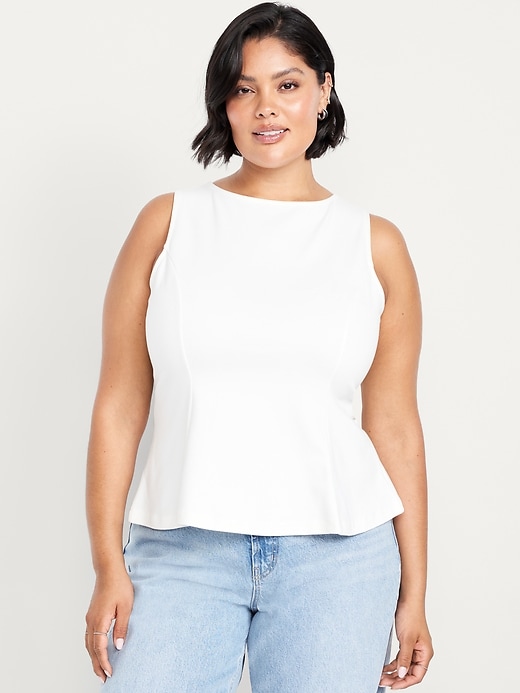 Image number 7 showing, Ponte-Knit Sleeveless Peplum Top
