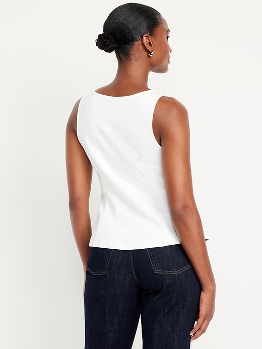 Image number 2 showing, Ponte-Knit Sleeveless Peplum Top