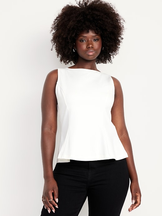 Image number 5 showing, Ponte-Knit Sleeveless Peplum Top