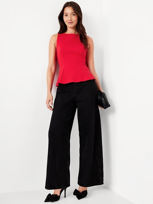 Image number 3 showing, Ponte-Knit Sleeveless Peplum Top