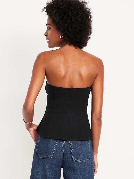 Image number 2 showing, Ponte-Knit Cropped Peplum Tube Top