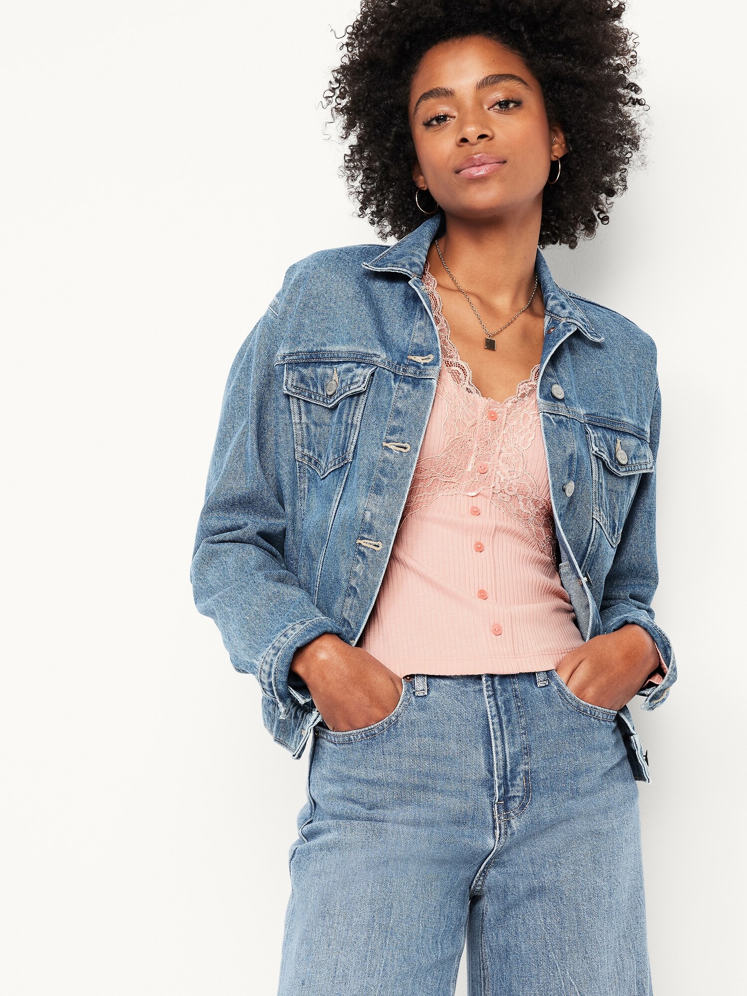 Lace-Trim V-Neck Ribbed Top