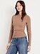 Long-Sleeve Slit-Neck Ruched Top - image 5