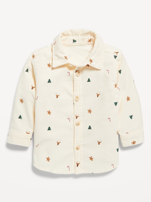 Image number 1 showing, Printed Long-Sleeve Corduroy Shirt for Baby