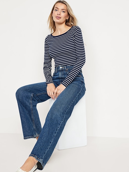 Image number 3 showing, Snug Long-Sleeve Boat-Neck T-Shirt