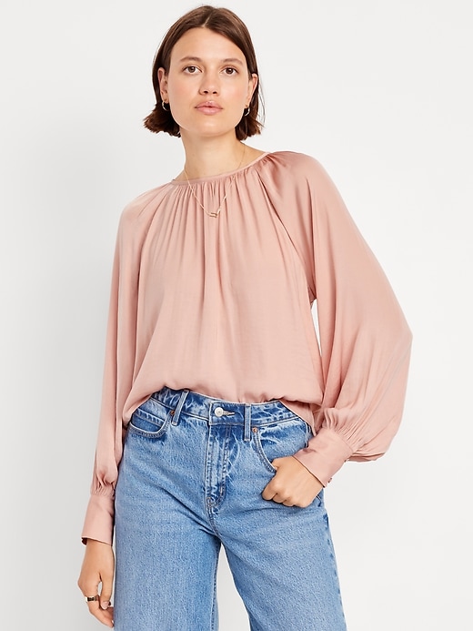 Image number 1 showing, Satin Shirred Top