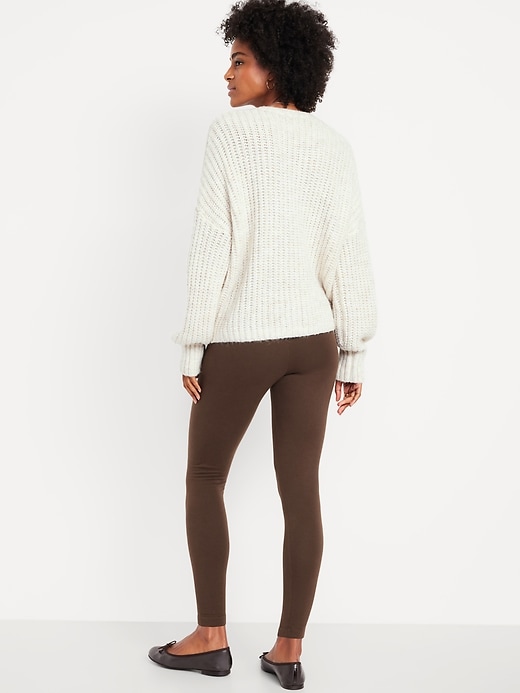 Image number 2 showing, High-Waisted Fleece-Lined Ankle Leggings
