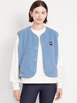 Loose Snap-Front Sherpa Vest - image 3
