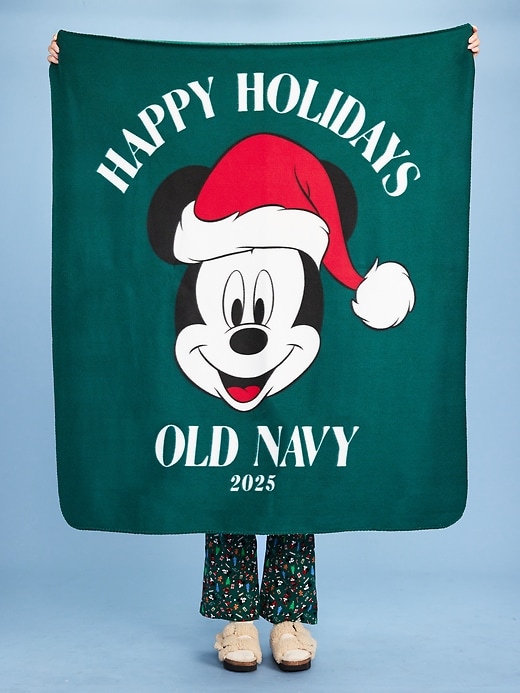 Image number 1 showing, Old Navy x Disney Mickey Mouse Logo-Graphic Fleece Blanket for the Family