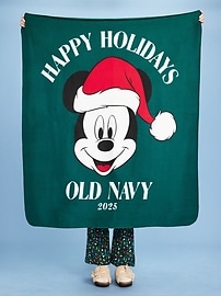 Image number 1 showing, Old Navy x Disney Mickey Mouse Logo-Graphic Fleece Blanket for the Family