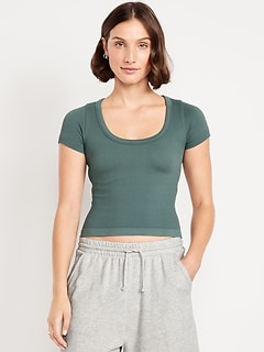 Exhale Seamless Cropped Rib T-Shirt