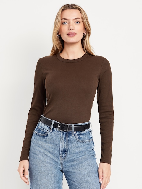 Snug Long-Sleeve Crew-Neck T-Shirt - Earthen