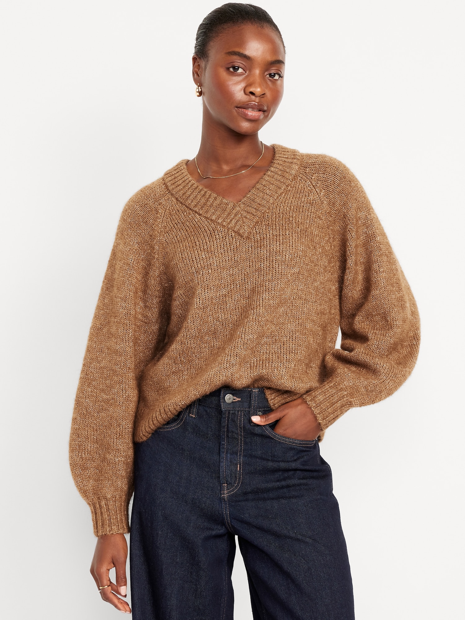 Cozy Cropped V-Neck Sweater | Old Navy